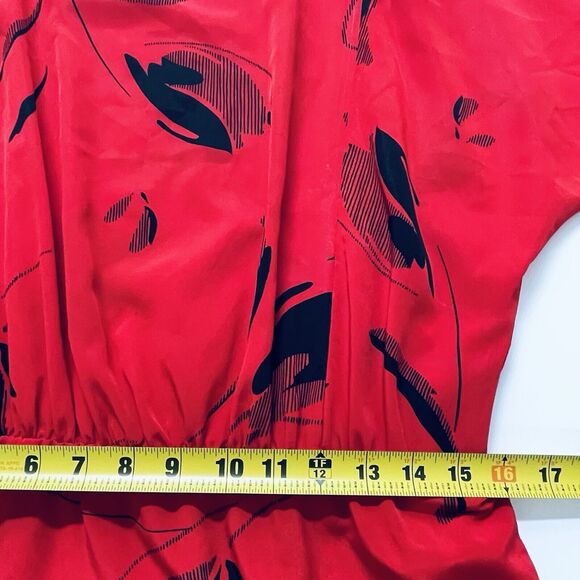 On The Rocks Vintage Red Black Graphic Print‎ 80s Secretary Dress Womens 7 8 - Picture 13 of 13